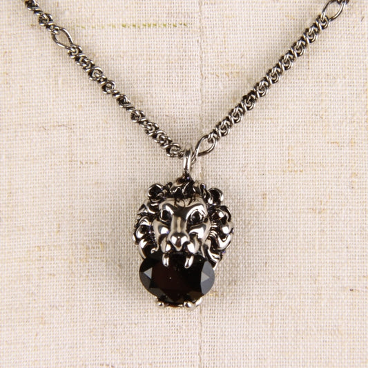 Authentic Gucci Lion Head Motif Gemstone necklace