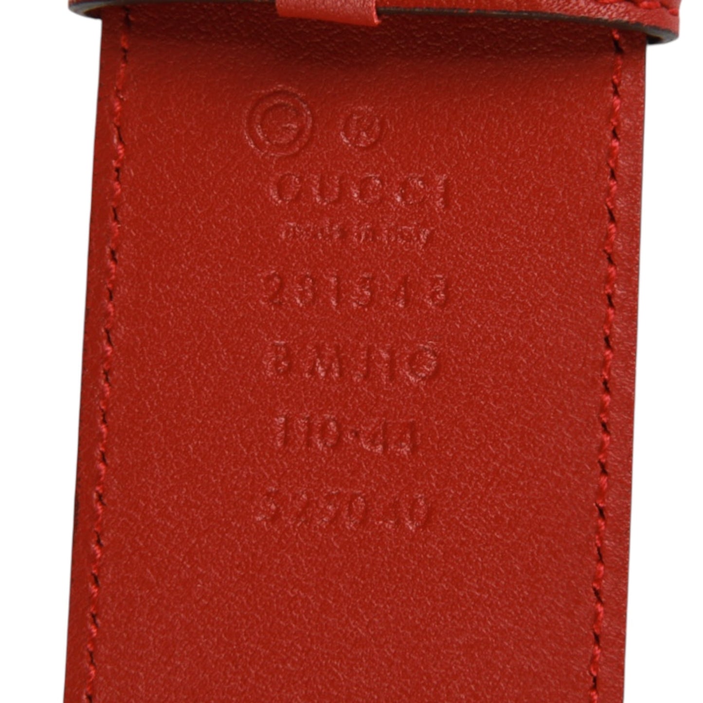 Authentic Gucci Micro Guccissima Belt red leather