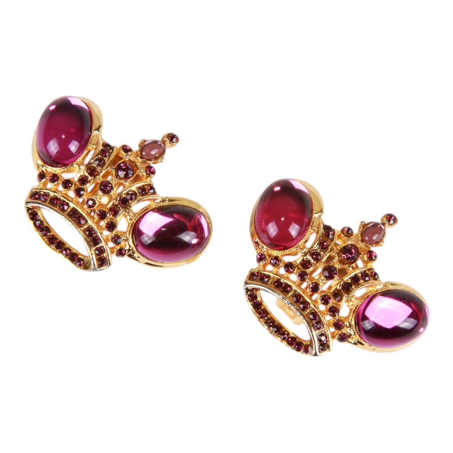 Authentic Gianni Versace crwon face clip on Gold-tone earrings