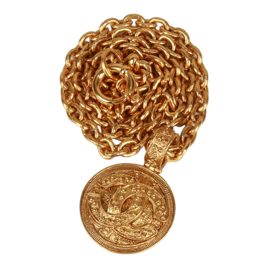 Chanel chain CC pendant Gold tone necklace