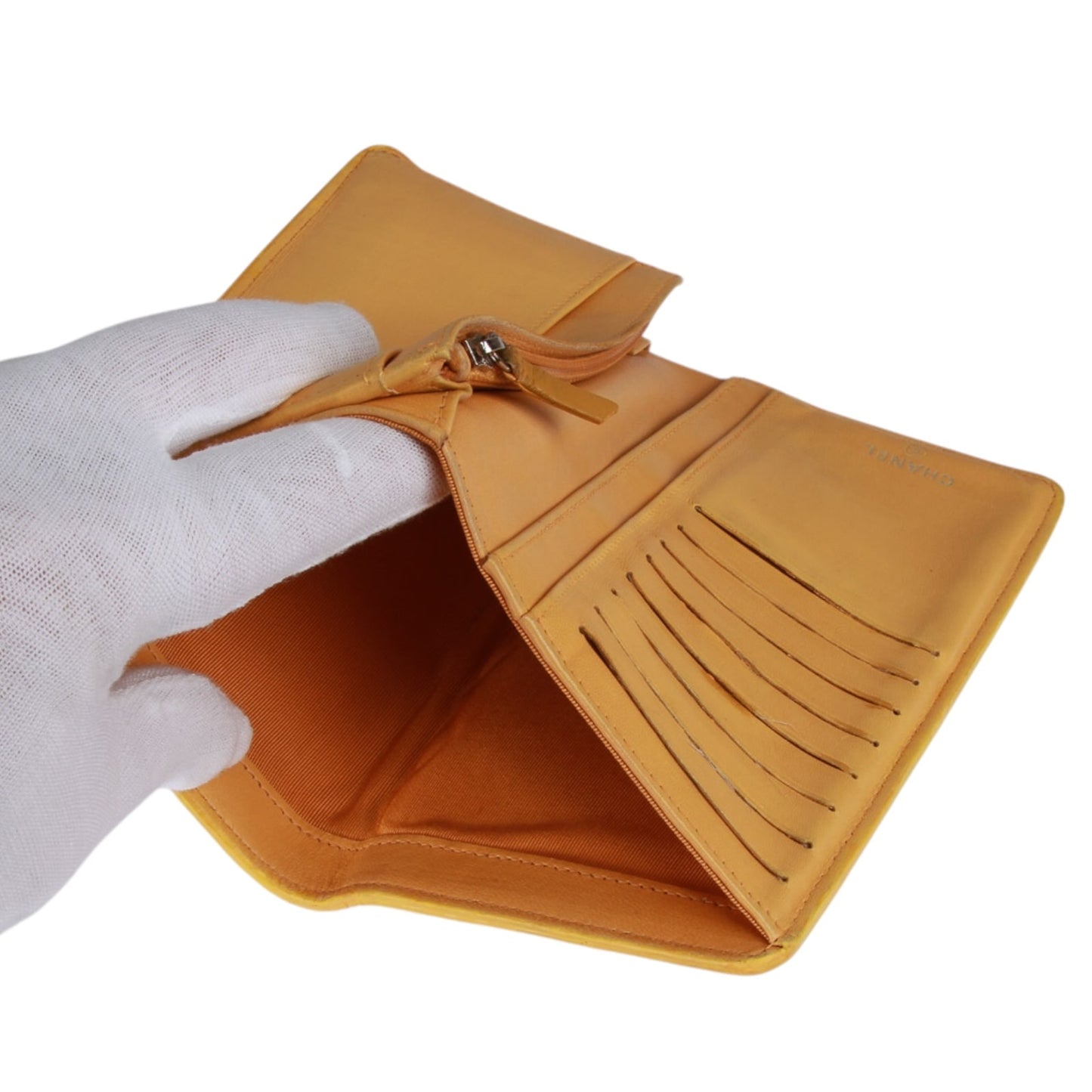 Chanel Yellow Quilted Leather CC Classic Bifold Long Wallet