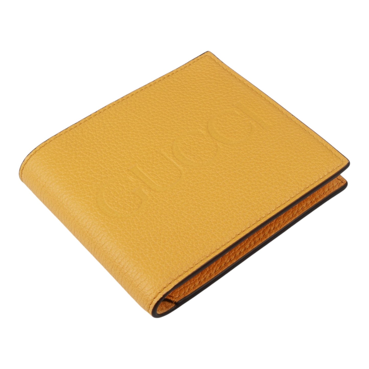 GUCCI Logo 658681 Yellow Leather Bifold Wallet NEW