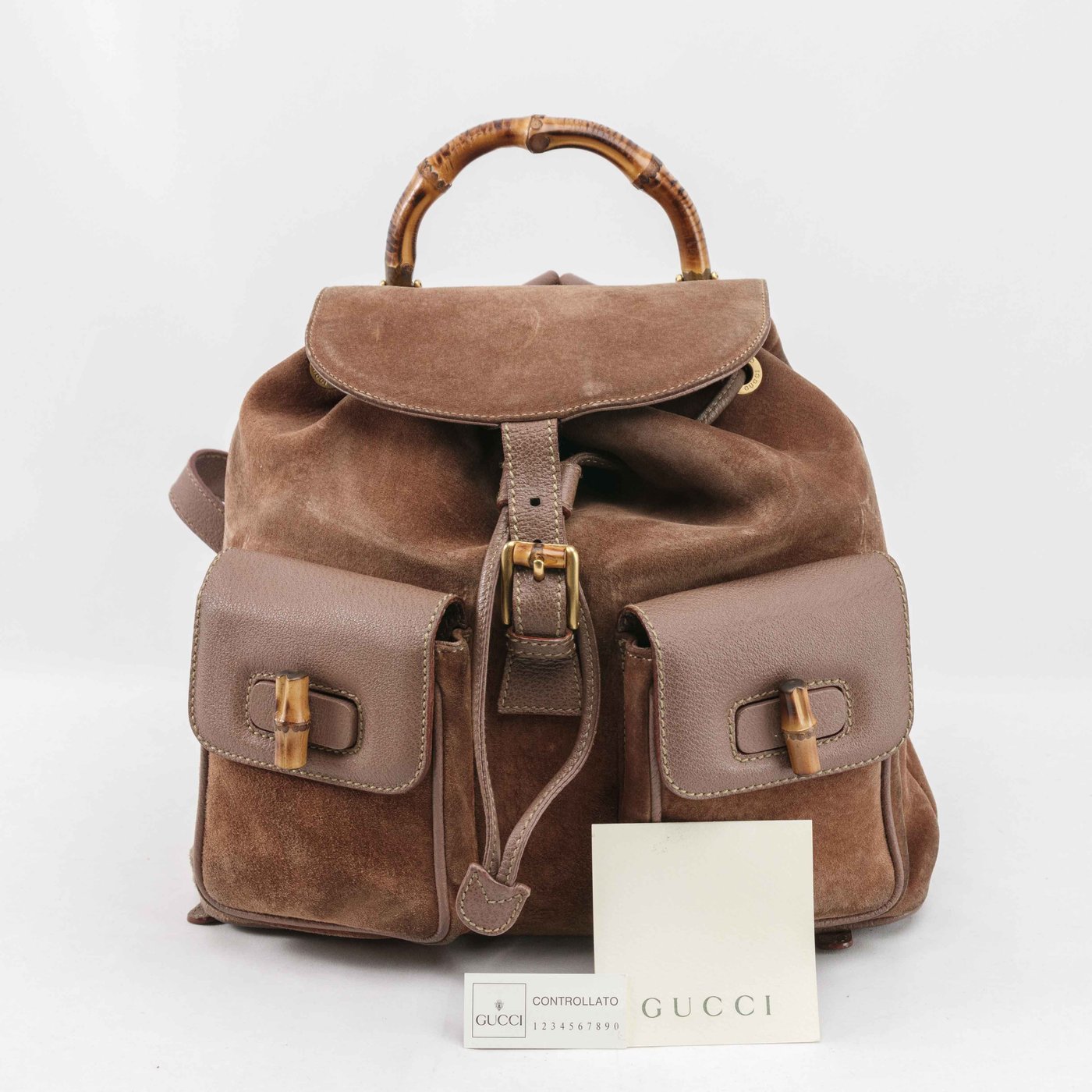 bamboo leather backpack Gucci Suede Bamboo Handle Backpack – Connect Japan Luxury