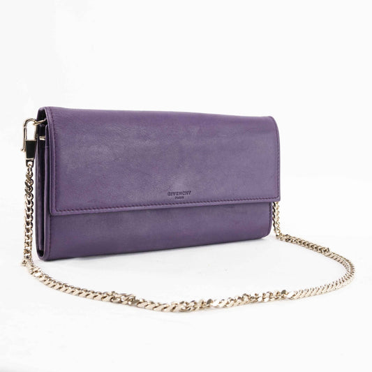 Givenchy Chain Wallet in Purple Lambskin Leather