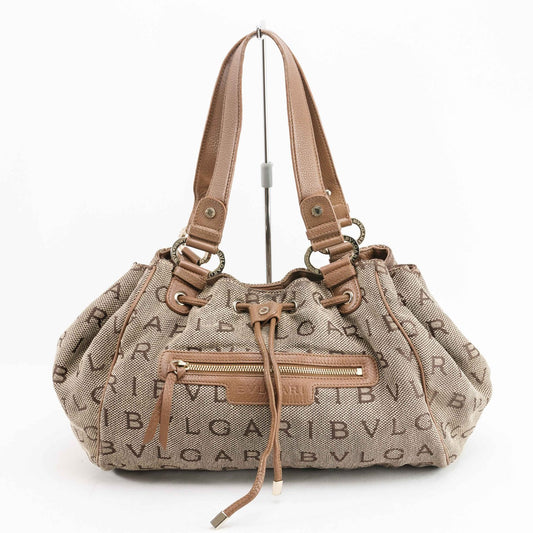 Bvlgari Logo Canvas Shoulder Bag