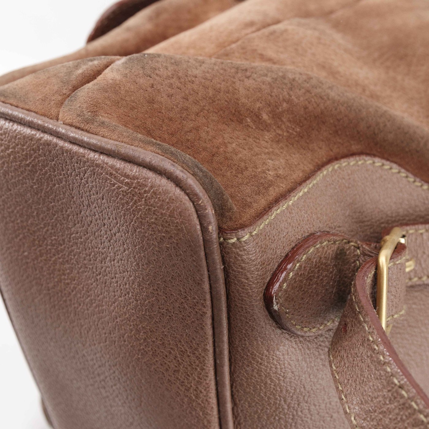 Gucci Suede Bamboo Handle Backpack