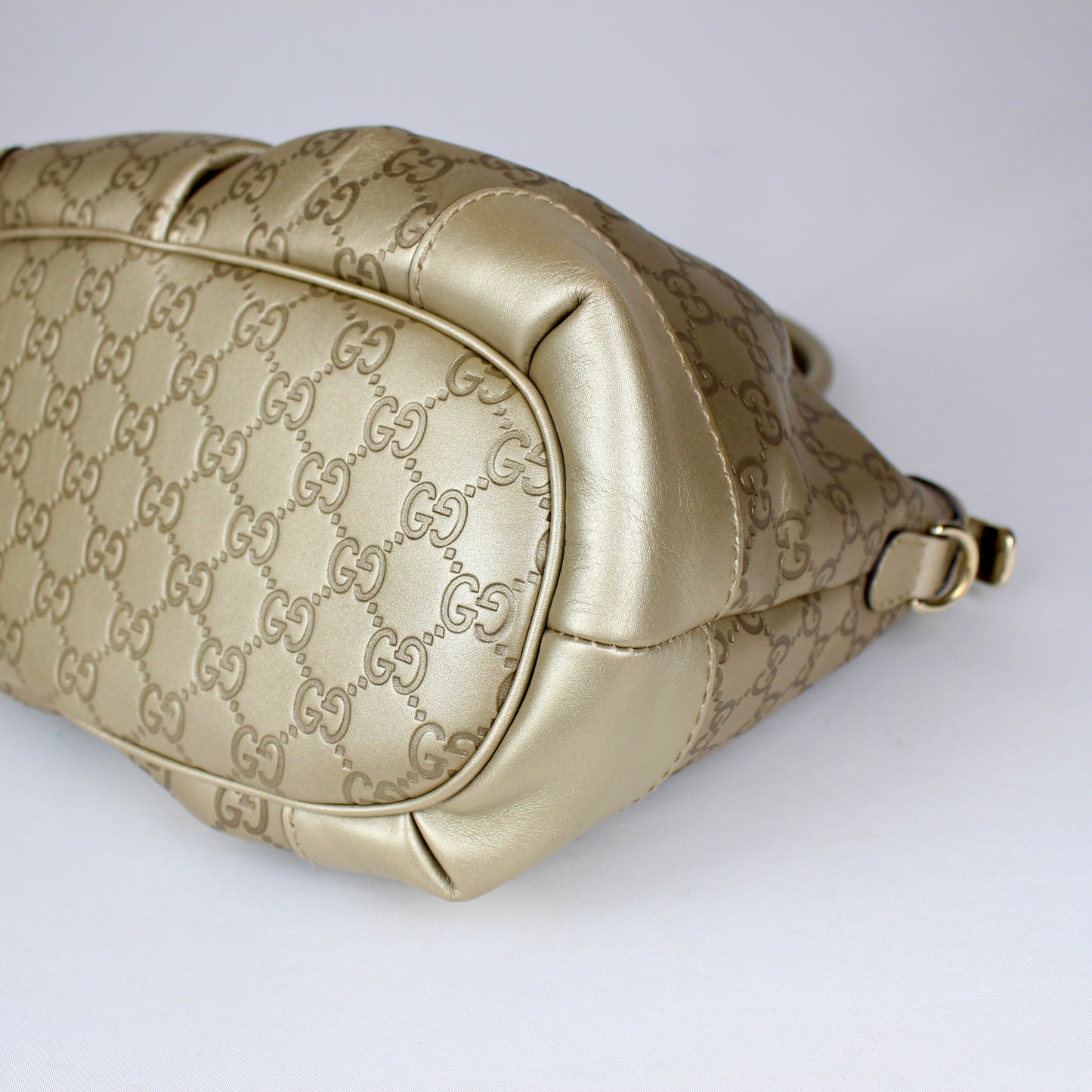 Gucci GG Monogram Gold Patent Leather Tote Bag with Shoulder Strap