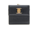 Authentic Salvatore Ferragamo Black leather Tri-fold wallet