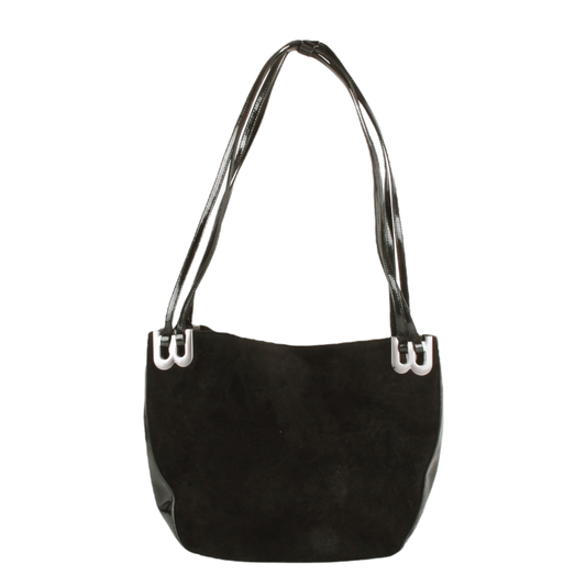 Authentic Bally black suede leather shoulder bag