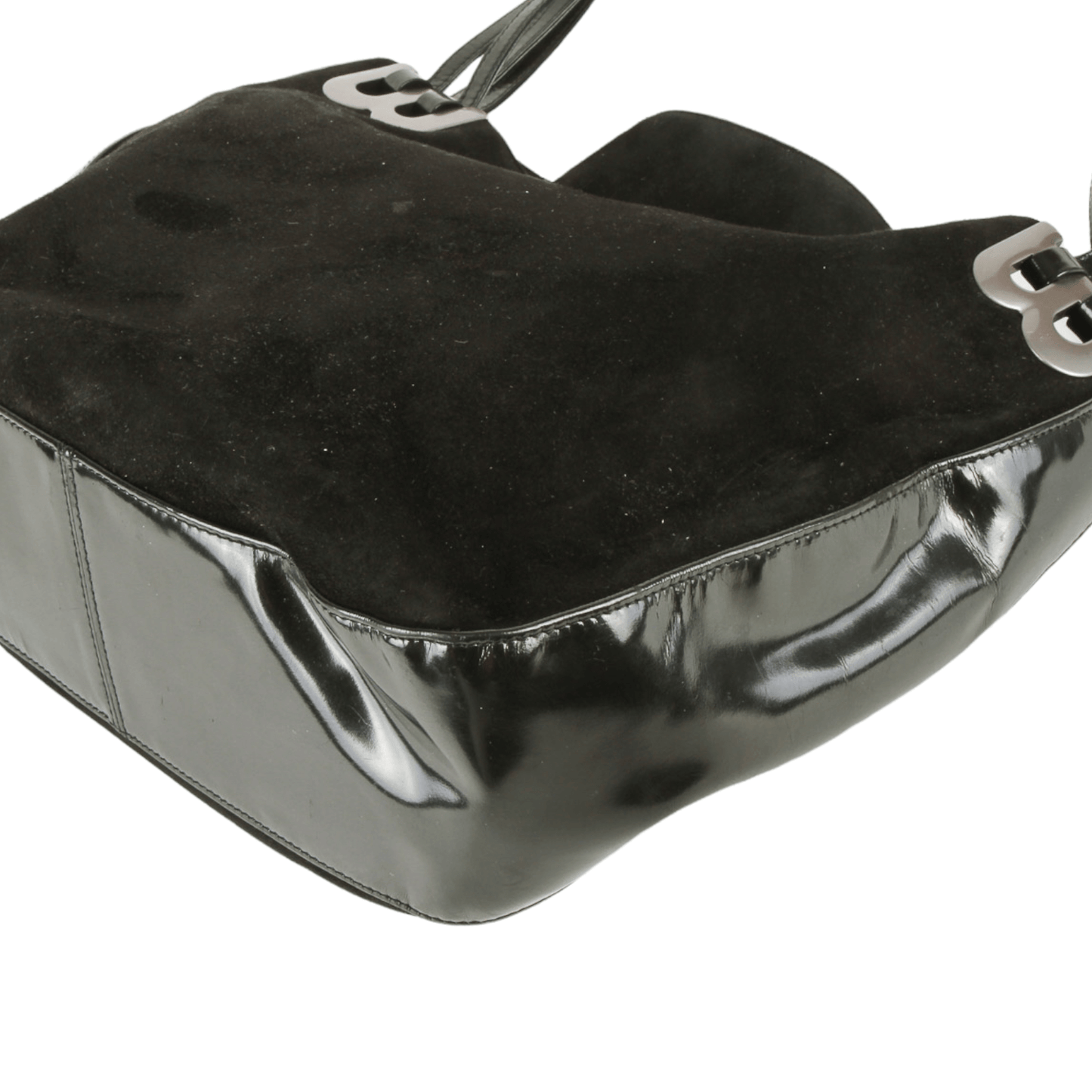 Authentic Bally black suede leather shoulder bag