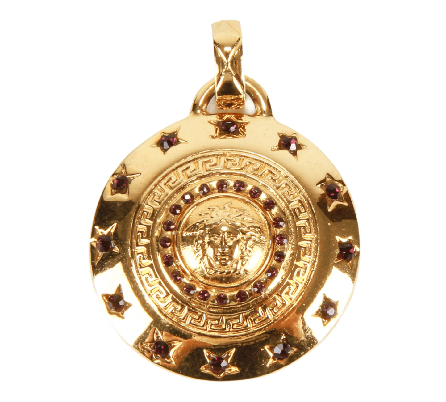 Authentic Gianni Versace iconic Medusa & Greca rhinestone pendant