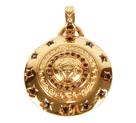 Authentic Gianni Versace iconic Medusa & Greca rhinestone pendant