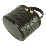 Vintage Moschino heart shape quilted lambskin 2 way cosmetics purse