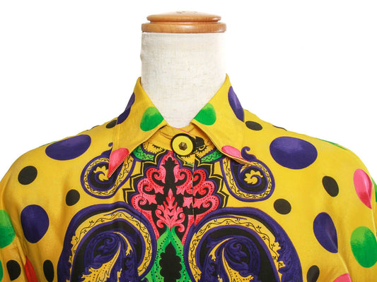 Gianni Versace couture vintage polka dot and barocco silk shirt