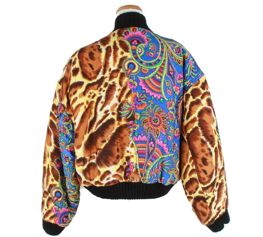 Authentic 1990s Versace Jeans Couture animal print polyester jacket M
