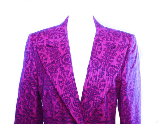 Authentic Istante Italy Purple Jaquard wool jacket Versace