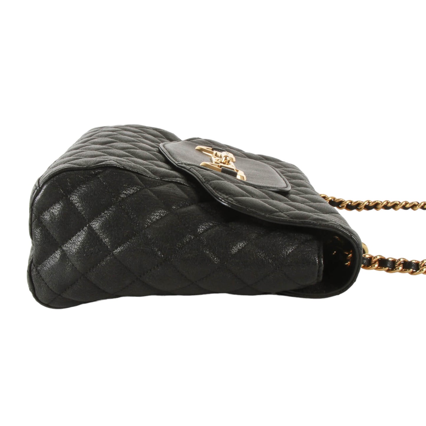 Moschino quilted black calfskin Gold chain strap purse