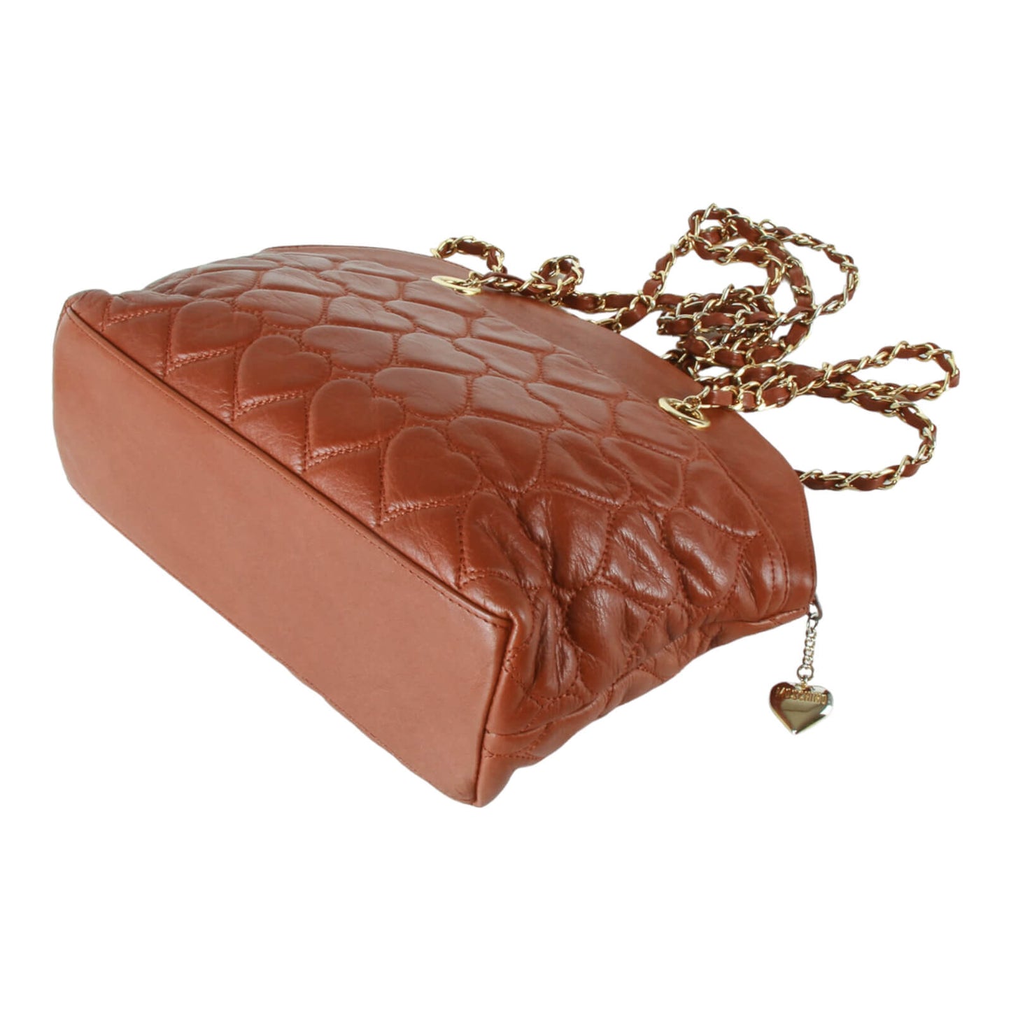 Vintage Moschino heart shape quilted calfskin Gold chain strap purse