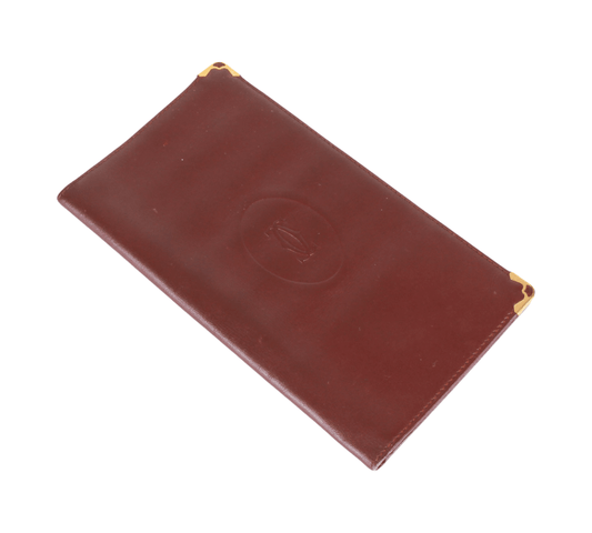 Authentic Must De Cartier Vintage bifold wallet Bordeaux Leather