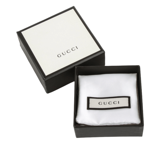 Gucci Anger Forest black enamel eagle head ring AG925 silver