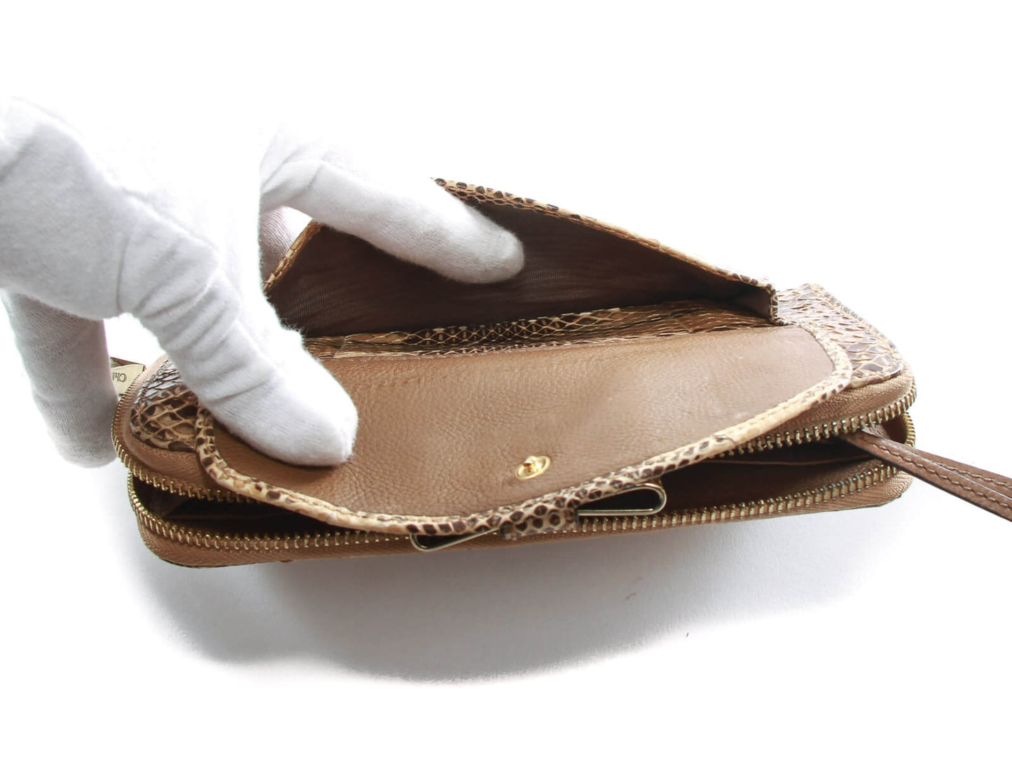 Authentic Chloe Zippy brown Python bow wallet