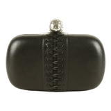 Alexander McQueen Black Leather corset skull clutch bag