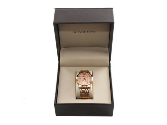 Burberry men’s Rose Gold-tone signature plaid dial watch BU1894