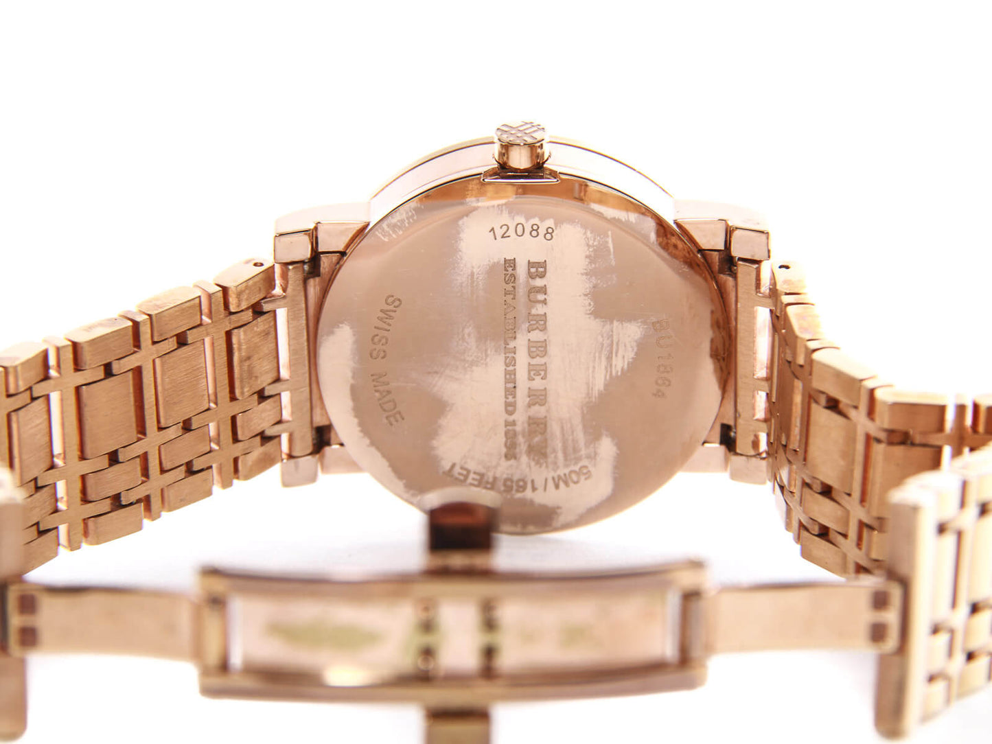 Burberry men’s Rose Gold-tone signature plaid dial watch BU1894