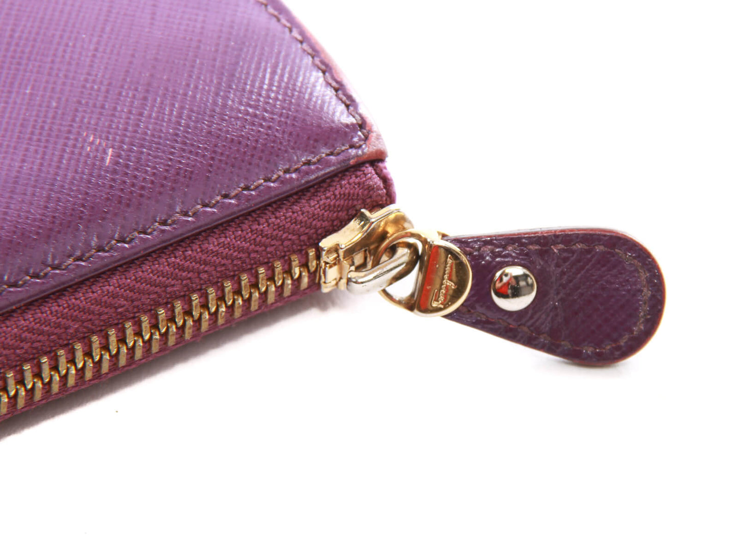 Authentic Salvatore Ferragamo purple Zip-around long wallet