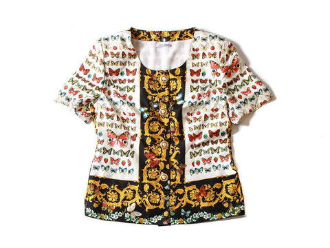 Authentic Gianni Versace heart Print Ladies Silk Shirt