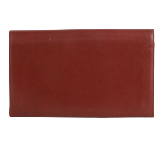 Authentic Must De Cartier tri-fold kisslock long clutch wallet Bordeaux Leather