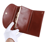 Authentic Must De Cartier tri-fold kisslock long clutch wallet Bordeaux Leather