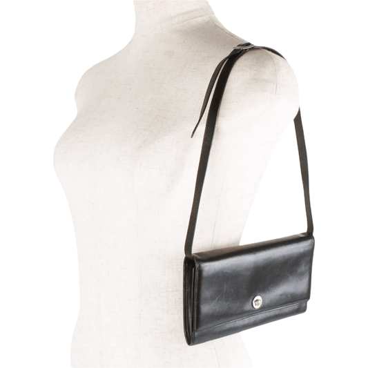 Authentic Gianni Versace black leather clutch bag