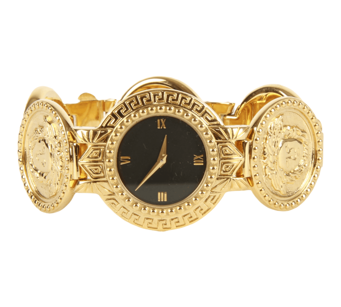 Gianni Versace Signature Medusa Head Gold Plated Vintage Coin Watch