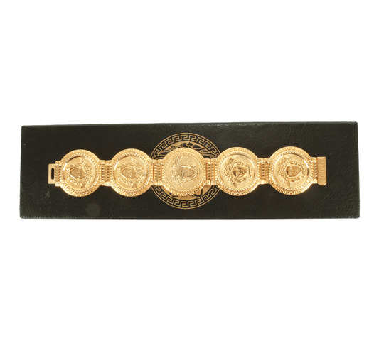 Gianni Versace Signature Medusa Head Gold Plated Vintage Coin Watch