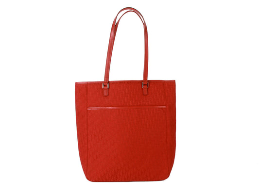Christian Dior Monogram Canvas & Leather Tote Bag – Red – Made in Italy