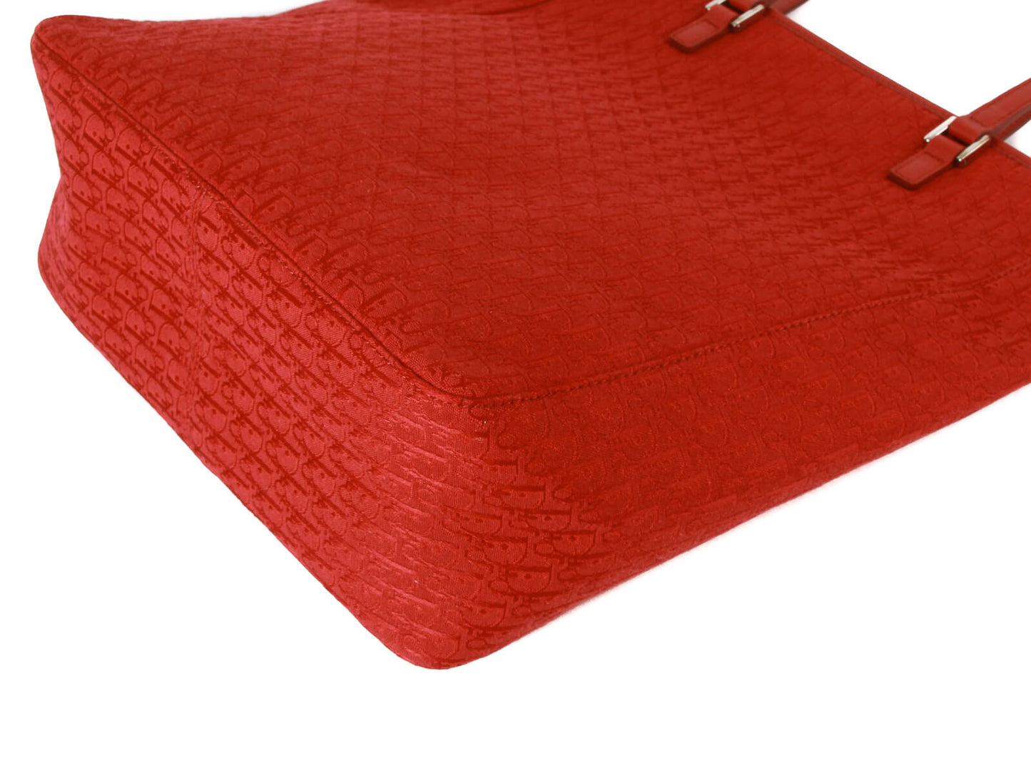 Christian Dior Monogram Canvas & Leather Tote Bag – Red – Made in Italy