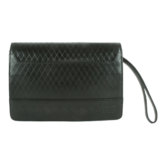 Authentic Gianni Versace black leather clutch bag