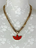 Authentic Gucci x Adidas Trefoil Golmet chain Necklace Orange