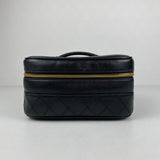 Authentic Black Quilted Lambskin CC Zipper pull Vanity Case