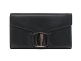 Authentic Salvatore Ferragamo Black leather bi-fold long wallet