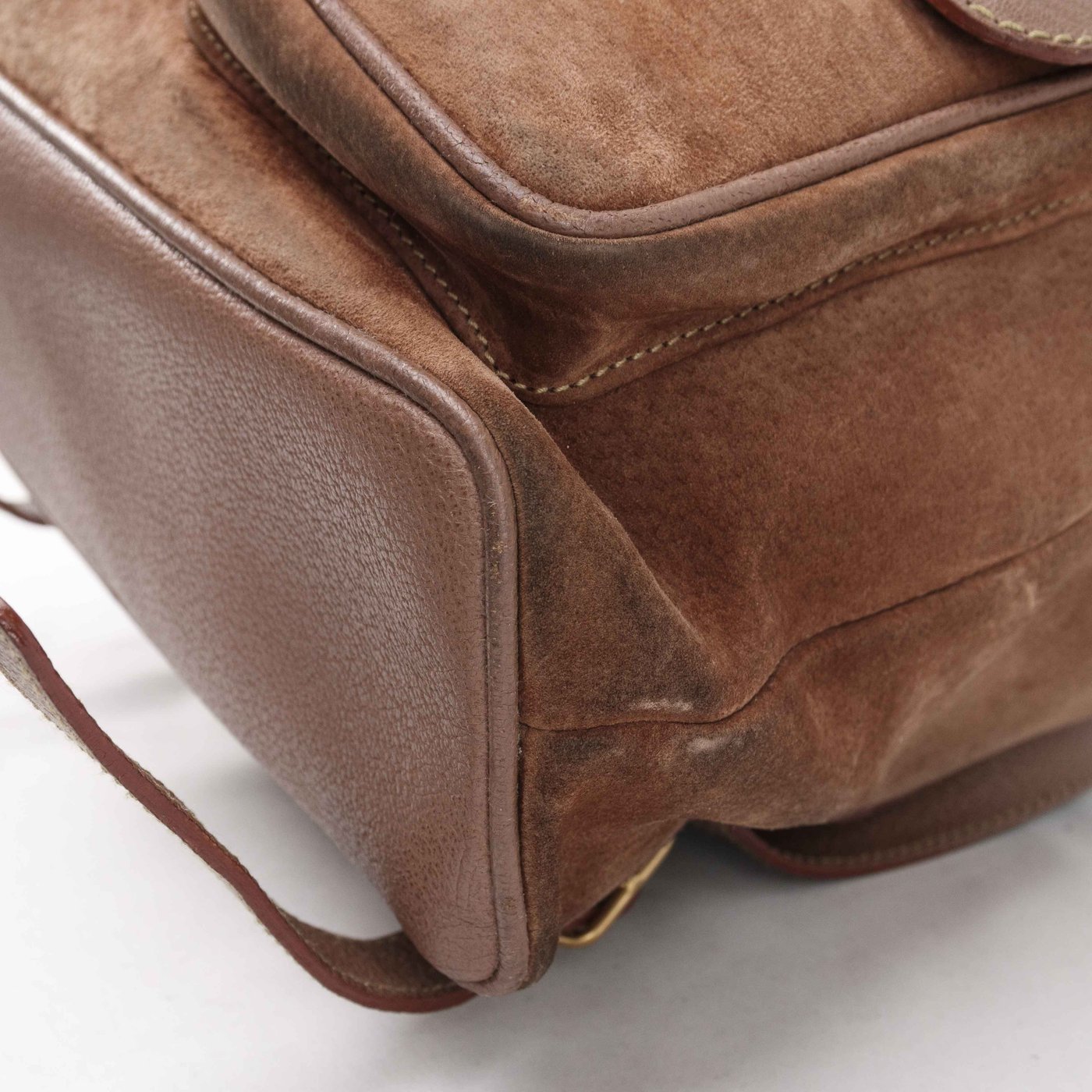 Gucci Suede Bamboo Handle Backpack