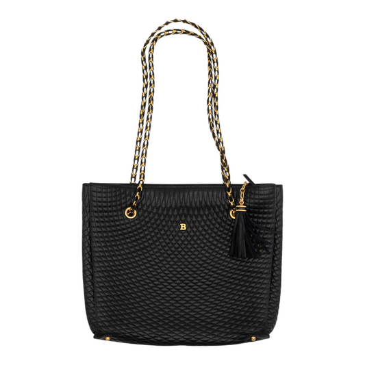 Bally Vintage Quilted Leather Shoulder Bag in Black