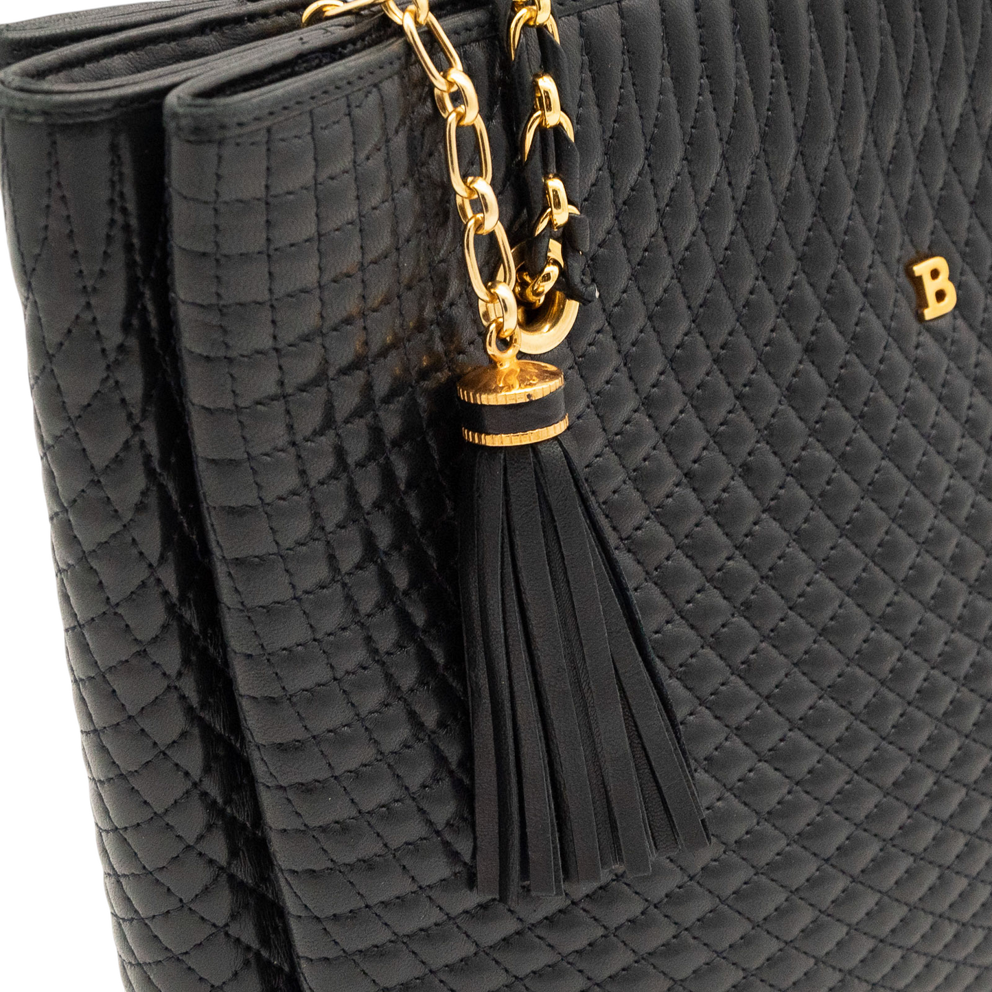 Bally Vintage Quilted Leather Shoulder Bag in Black