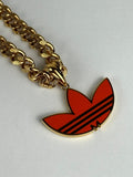 Authentic Gucci x Adidas Trefoil Golmet chain Necklace Orange