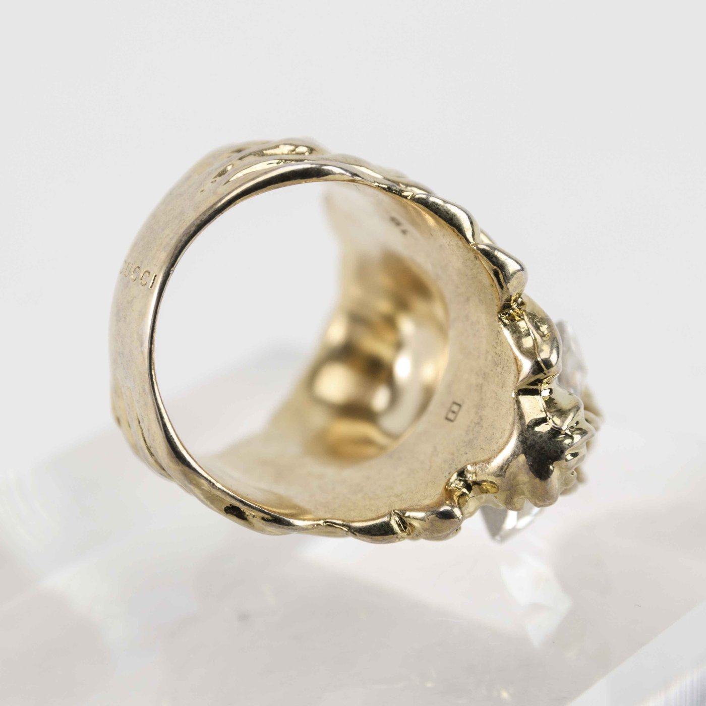 Gucci Lion Head Ring with Clear Crystal