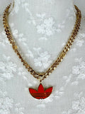 Authentic Gucci x Adidas Trefoil Golmet chain Necklace Orange