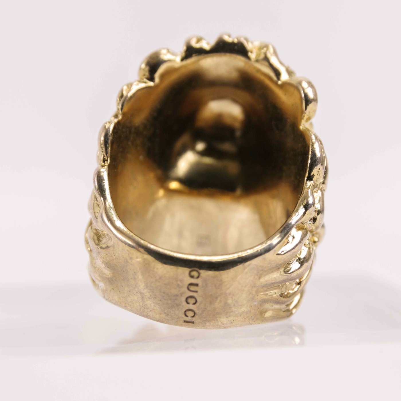 Gucci Lion Head Ring with Red Crystal