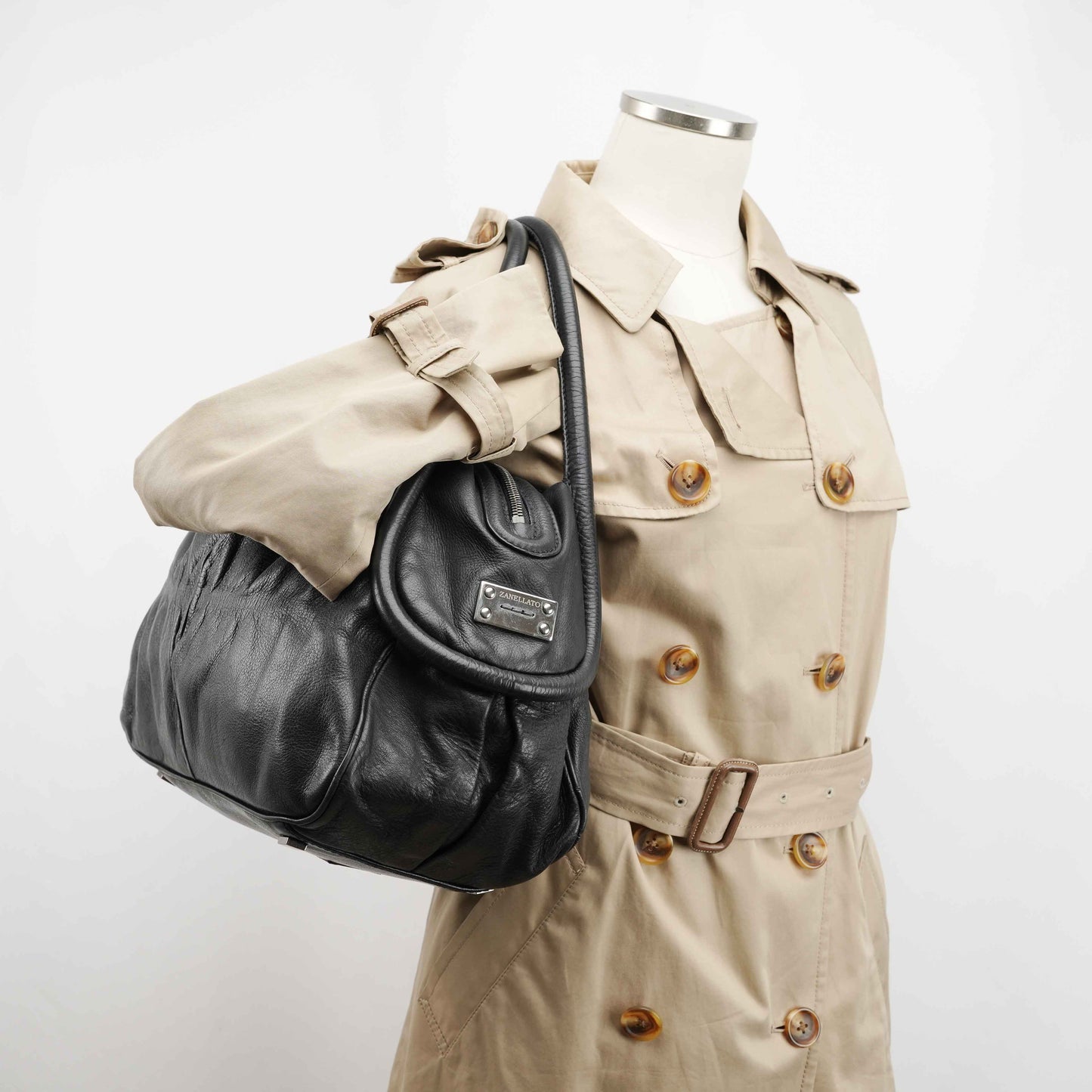 Zanellato Black Leather Satchel Bag with Tassel Detail – Made in Italy (circa 2010s)