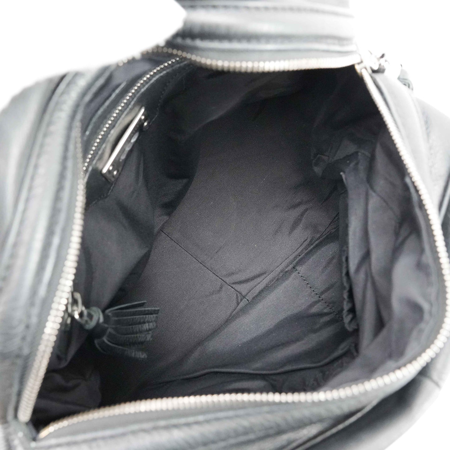 Zanellato Black Leather Satchel Bag with Tassel Detail – Made in Italy (circa 2010s)